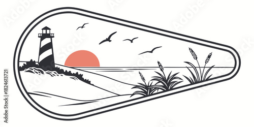 Gulf Shores sunset minimal badge