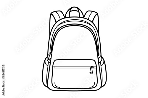 Minimalist black and white backpack outline for travel designs