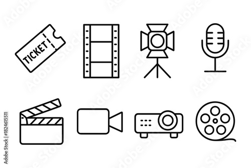 Simple line icons of entertainment and media equipment