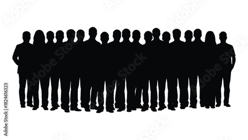 Diverse group of people silhouettes isolated on white background, Vector