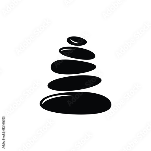 Stacked smooth black stones for zen balance and harmony