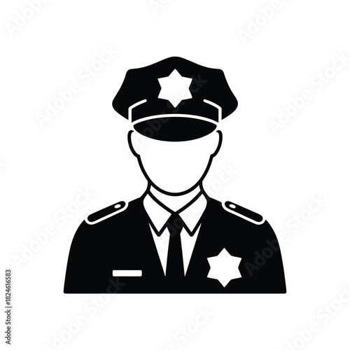Silhouette icon of a police officer in uniform