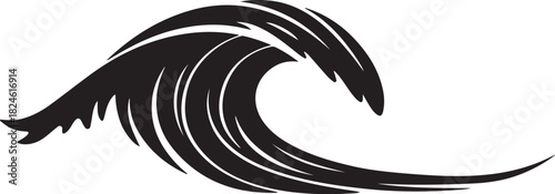 Dramatic Black and White Wave Illustration for Design Projects and Templates.