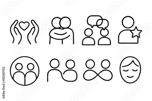 Minimalist icons for social connection and communication concepts