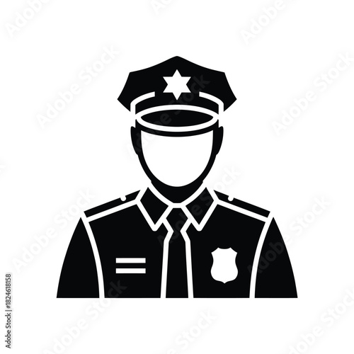 Black and white icon of a police officer