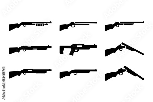 Silhouette icons of various shotguns and rifles