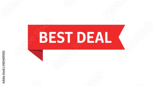 Red ribbon banner announcing best deal