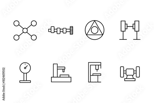 Minimalist engineering line icons set for industrial equipment and machinery design