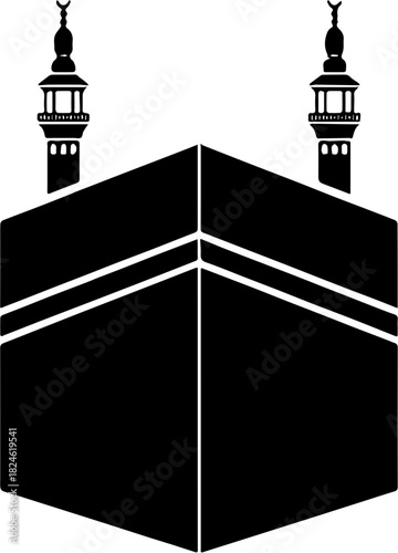 silhouette of a ka'bah white and black