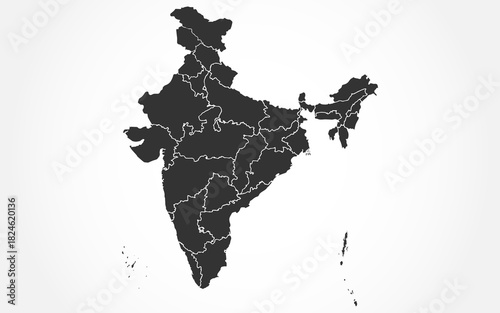 India map with states vector stock image, India map with andaman and lakshadeep islands