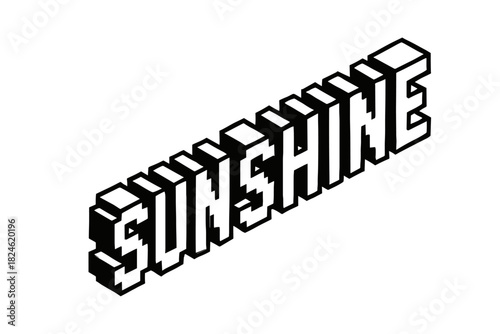 Retro isometric design of sunshine text in 3d block style