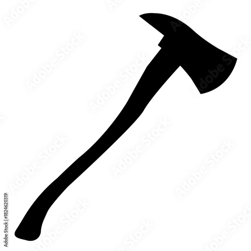 Black Firefighter Axe Silhouette Icon for Emergency Rescue and Safety Design