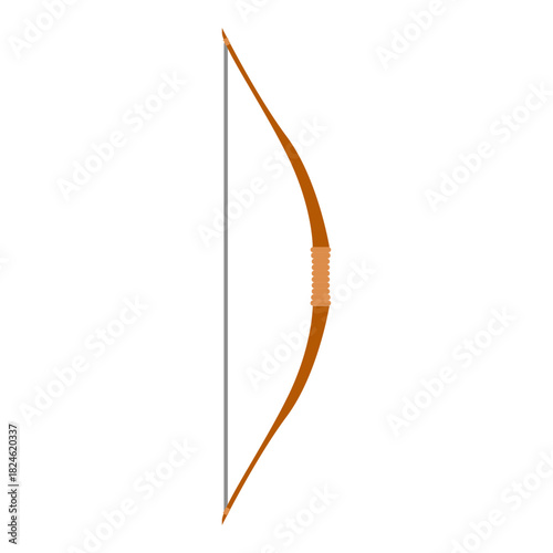 Classic Wooden Recurve Bow Vector Illustration for Archery and Hunting Sports