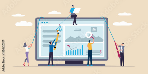 Team collaborating on digital analytics and data visualization