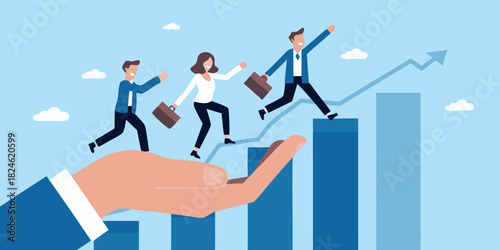 Business growth and success supported by a helping hand