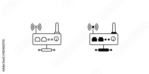 Router set icon with white background vector stock illustration