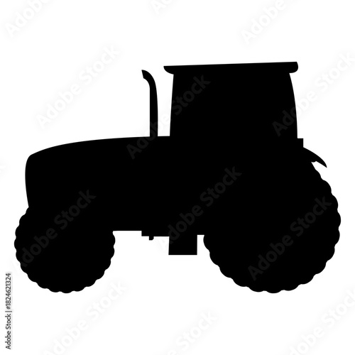 Black Farm Tractor Silhouette Icon for Agriculture and Farming Concepts