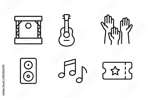 Minimalist music and entertainment icons set for modern designs