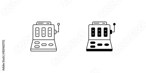 Slot Machine set icon with white background vector stock illustration