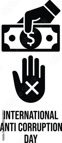 Hand refusing bribe money, international anti-corruption day