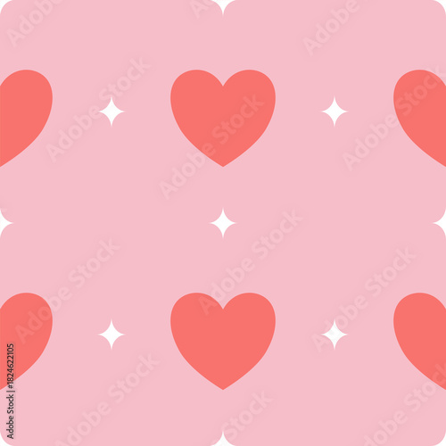 pink hearts shape with twinkle seamless pattern background 