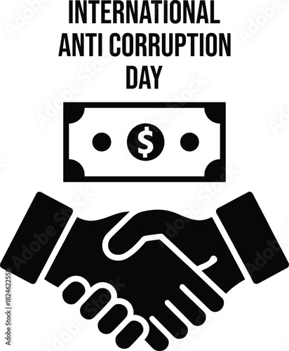International anti-corruption day graphic with money handshake
