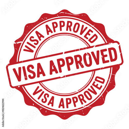 Red stamp seal approving visa