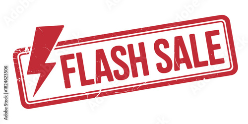 Red flash sale stamp with lightning bolt icon