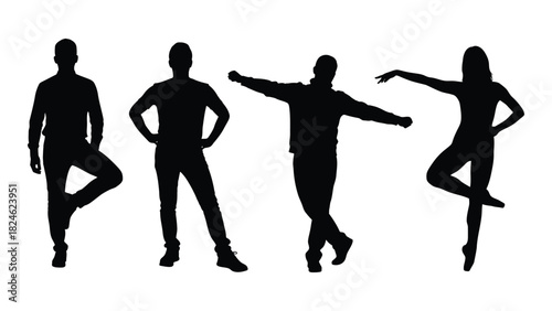 People silhouettes in various poses isolated on white background, Vector