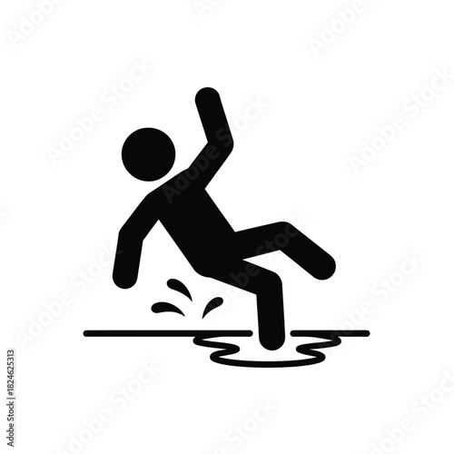 Warning sign of person slipping on wet floor