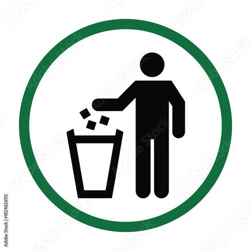Person throwing trash into a bin symbol