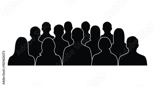 Group of people silhouettes isolated on white background, Vector