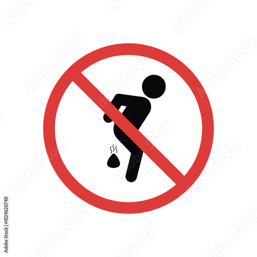 No defecating sign people pooping forbidden symbol