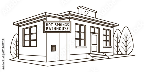 Hot Springs bathhouse retro minimal