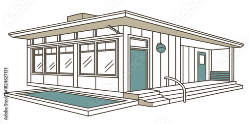 Hot Springs bathhouse retro minimal