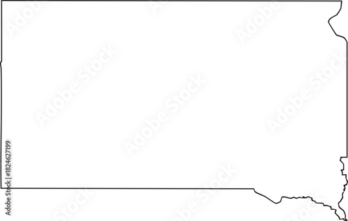 South Dakota USA State Map Outline, Editable Vector EPS, Blank Printable Map

