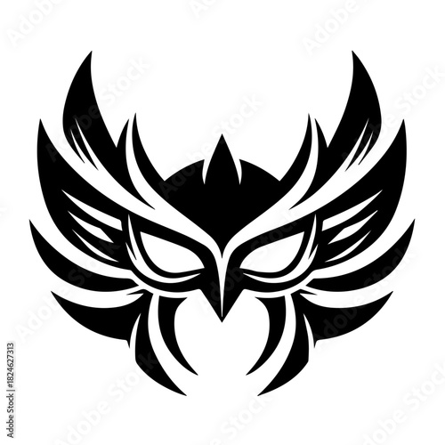 Black & white vector silhouette of Superhero Mask on white background