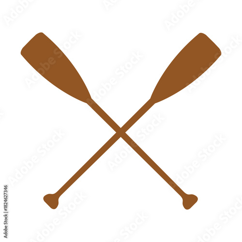 Crossed Wooden Canoe Paddles Silhouette for Camping and Outdoor Adventure Concepts
