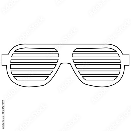 Retro Shutter Shades Sunglasses Outline Icon for Party and 80s Fashion Design