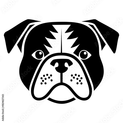 Black and White Dachshund Dog Face Icon, Cute Puppy Pet Head Graphic Illustration