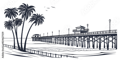 Newport Beach palm pier minimal