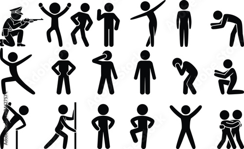Diverse stick figures depicting various human actions and emotions