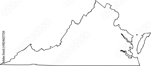 Virginia USA State Map Outline, Editable Vector EPS, Blank Printable Map
