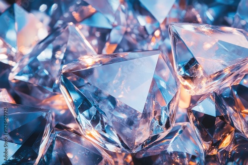 Shimmering Water Drops on Radiant Diamond Surface