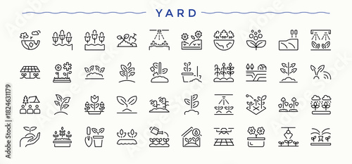 Yard icon. Modern vector UI icons. Mountain icon set. Included landscape, building, land, hill, garden, mountain and more.