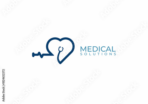 Stethoscope icon symbol love medical solution logo vector