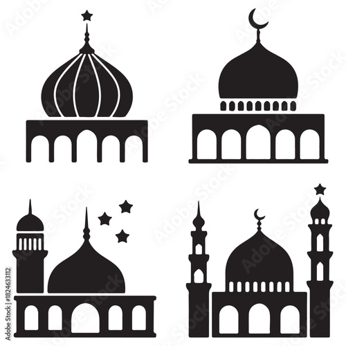 Simple Black Mosque Dome Architecture