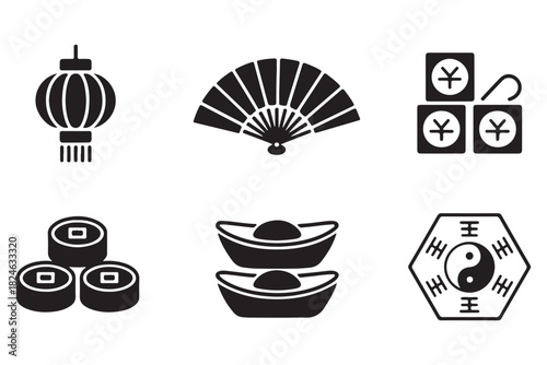 Traditional Chinese Culture Black Icons
