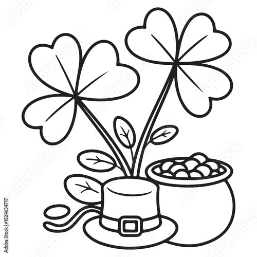 St Patrick's Clover Pot Hat Outline