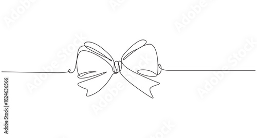 Single line art Bow Ribbon vector illustration,3